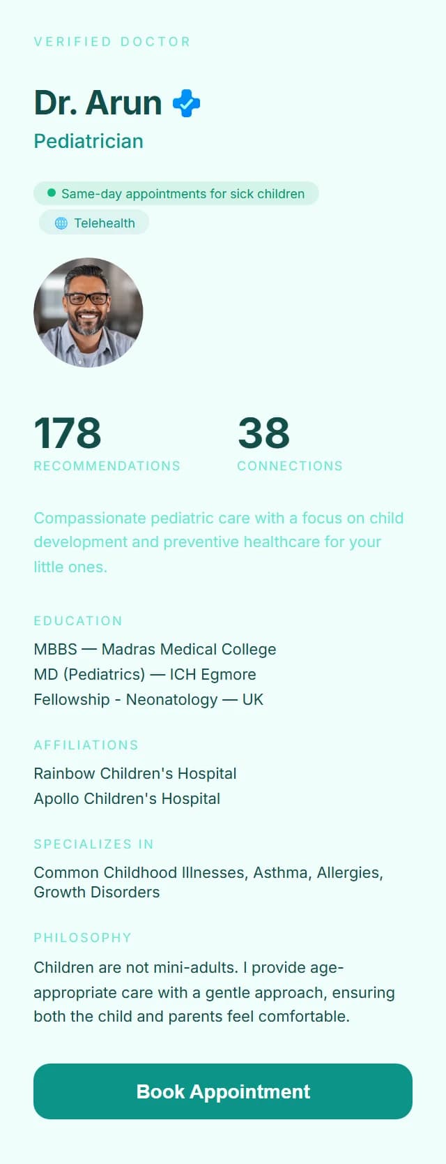 Dr. Arun - Pediatrician profile